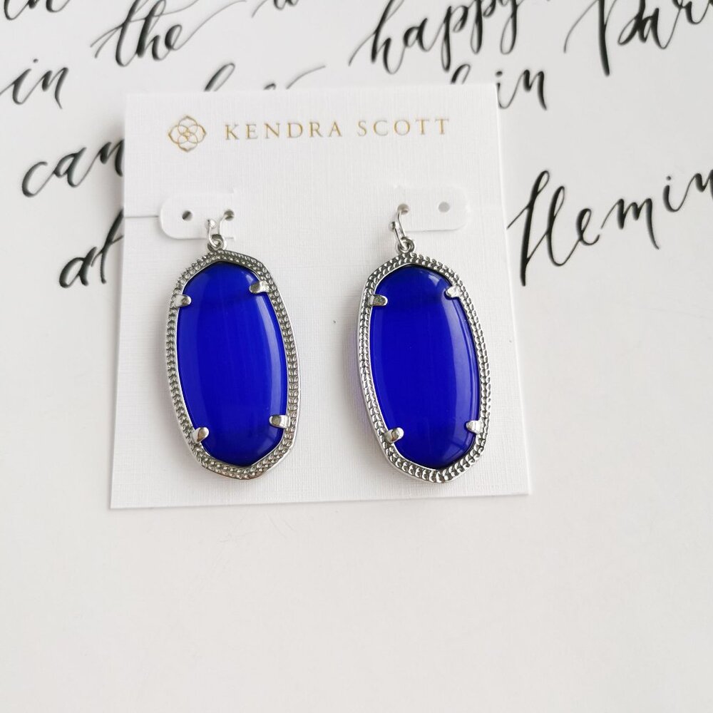 Kendra Scott Elle Silver Cobalt Cat's Eye Earrings